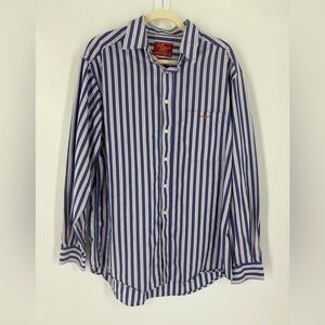 RM Williams Longhorn Men's New 100% Cotton Long-Sleeved Blue Reg Fit Shirt L